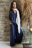 Basso Button Drape Batwing Shirt Navy